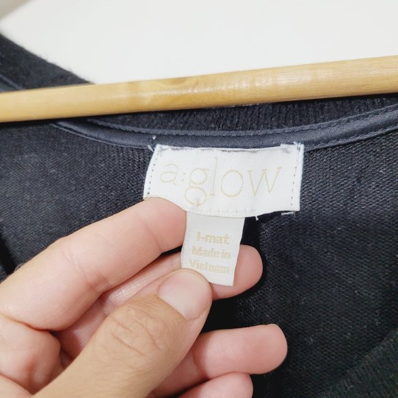 a:glow Maternity Knit Sweater Tunic Top Black Pullover Long Sleeve Womens Large - Picture 3 of 8